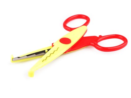 Nůžky dětské s kreativní vlnovkou a vroubky délka 13 cm (Varianta 1 žlutá světlá, Balení 1 ks)