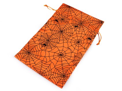 Dárkový pytlík pavučina / Halloween 20x31 cm saténový (Varianta 1 oranžová černá, Balení 1 ks)