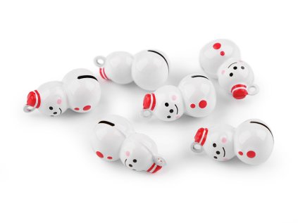 Rolničky sněhulák (Varianta 1 bílá červená, Balení 2 ks)