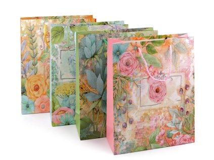 Dárková taška s glitry květy (Varianta mix, Balení 4 ks)