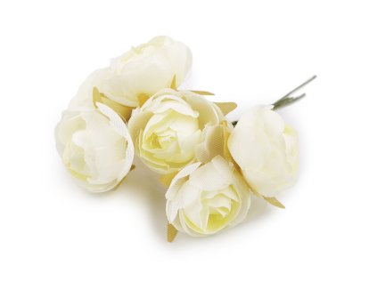 Umělá růže na drátku (Varianta 1 krémová světlá, Balení 6 ks)