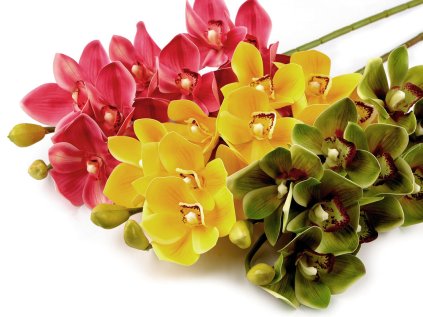 Umělá orchidej dlouhá (Varianta 1 žlutá, Balení 1 ks)