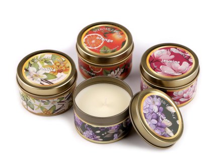 Vonná svíčka v plechovce 60 g (Varianta 1 (jasmine) fuchsiová tm., Balení 1 ks)