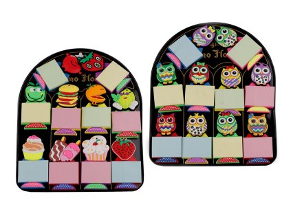 Silikonové magnetky s papírovými bločky (Varianta 1 mix sova, Balení 10 ks)