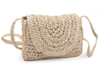 Háčkovaná kabelka z rafie - lýka crossbody 16x21 cm (Varianta 1 přírodní sv., Balení 1 ks)