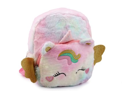 Dětský batoh jednorožec plyšový 28x32 cm (Varianta 3 fialová sv. multikolor, Balení 1 ks)
