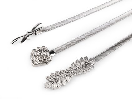 Kovový pásek pružný šíře 0,9 cm (Varianta 1 stříbrná mašle, Balení 1 ks)