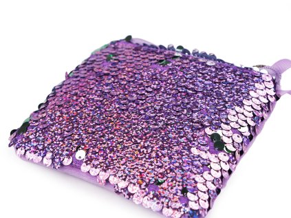 Dívčí kabelka / pouzdro na krk s flitry 11x10 cm (Varianta 1 růžová nejsv. bílá, Balení 1 ks)