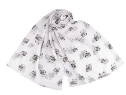Letní šátek / šála jezevčík, buldoček 75x180 cm (Varianta 1 bílá, Balení 1 ks)