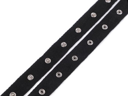 Zapínání na body šíře 20 mm bavlněné (Varianta černá, Balení 1 m)