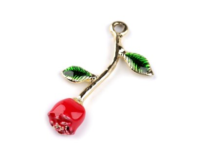 Kovový přívěsek / taháček na zip růže 3D (Varianta 2 červená zelená, Balení 3 ks)