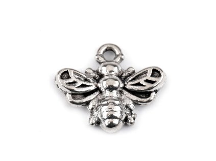 Kovový přívěsek / taháček na zip mini včelka 13x11 mm (Varianta 1 platina, Balení 10 ks)