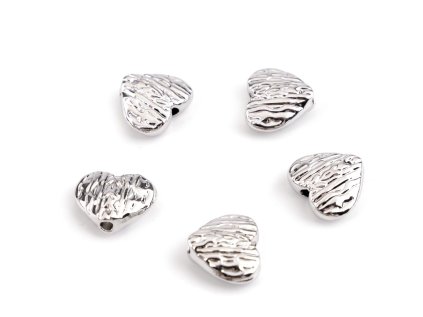 Kovový korálek srdce 10x12 mm (Varianta 1 platina, Balení 5 ks)