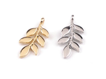 Kovový přívěsek / taháček na zip list 12x24 mm (Varianta 1 platina, Balení 3 ks)