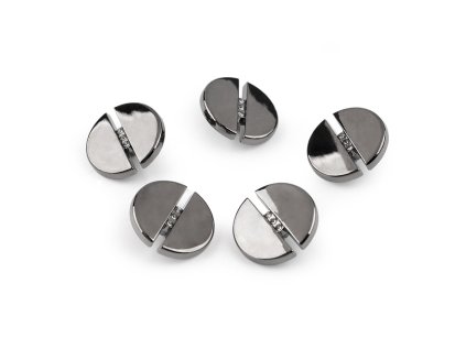 Kovový knoflík s broušenými kamínky velikost 28"; 38" (Varianta 1 (28") nikl černý, Balení 5 ks)