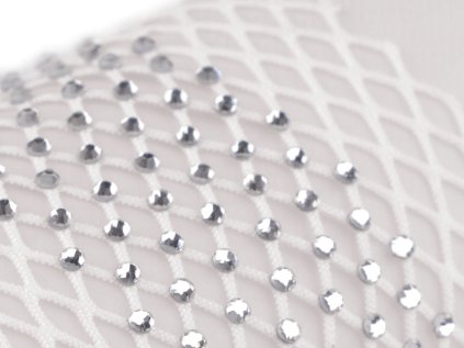 Pružná vsadka / síťovina / prýmek s broušenými kamínky šíře 75 mm (Varianta 1 bílá crystal, Balení 1 m)