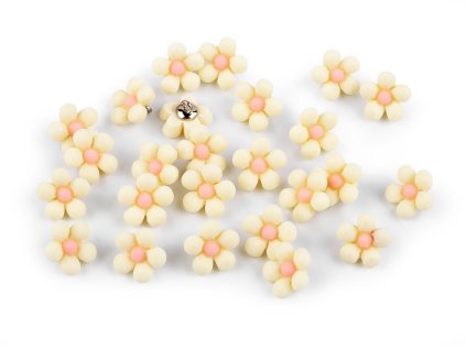 Knoflík 3D květ velikost 22" (Varianta 1 krémová světlá, Balení 25 ks)