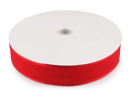 Žinylková stuha / prýmek oboustranný šíře 40 mm (Varianta červená, Balení 45 m)