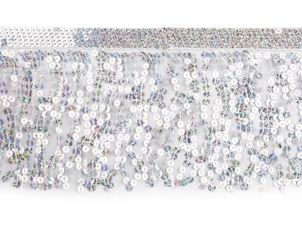 Třásně s holografickými flitry šíře 15 cm (Varianta 1 stříbrná hologram, Balení 1 m)