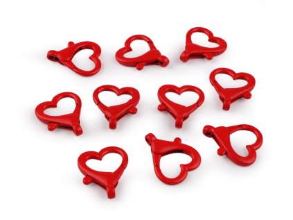 Kovová lakovaná karabina srdce průvlek 15 mm (Varianta 1 červená, Balení 10 ks)