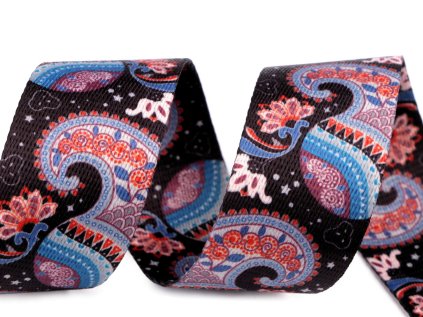 Hladký oboustranný popruh paisley šíře 38 mm (Varianta 1 modrá, Balení 1 m)