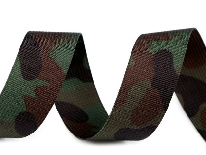 Oboustranný popruh maskáčový šíře 32 mm (Varianta zelená, Balení 1 m)