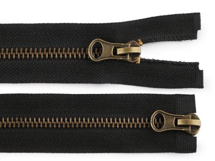 Zip staromosazný No 5 dělitelný 2 jezdce / dvoucestný 80 cm (Varianta černá, Balení 1 ks)
