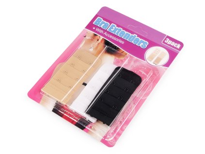 Prodloužení obvodu podprsenky bez pruženky -  dvouřadé, trojřadé, sada 3 ks (Varianta 1 (38 mm) mix, Balení 1 karta)