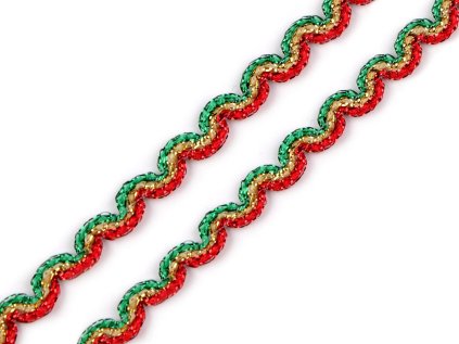 Vánoční leonský prýmek šíře 10 a 12 mm (Varianta 1 (10 mm) multikolor, Balení 13.5 m)