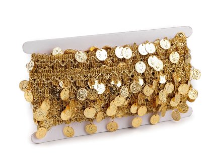Shakira leonský prýmek s penízky šíře 38 mm (Varianta zlatá, Balení 13.5 m)