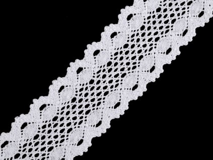 Bavlněná krajka / vsadka paličkovaná šíře 50 mm (Varianta 1 bílá sněhová, Balení 13.5 m)