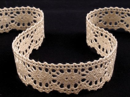 Bavlněná krajka paličkovaná šíře 22 mm (Varianta 1 béžová světlá, Balení 30 m)