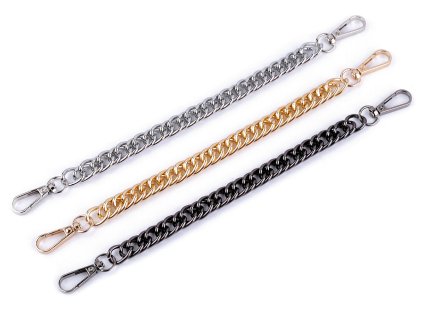 Řetízek / ucho na kabelku s karabinou délka 25 cm (Varianta 1 nikl, Balení 1 ks)