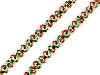 Vánoční leonský prýmek šíře 7 mm (Varianta multikolor, Balení 13.5 m)