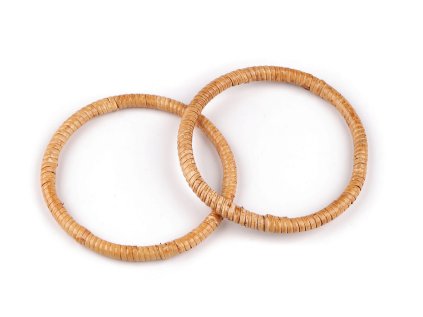 Ratanová ucha / kruhy k výrobě tašek a košíků Ø13; 15 cm (Varianta 1 (13 cm) přírodní stř., Balení 2 ks)
