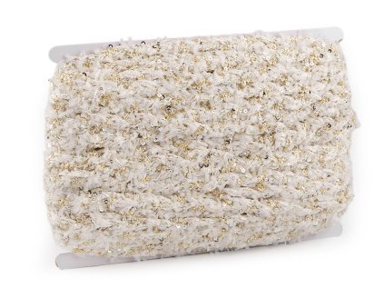 Prýmek splétaný s drobnými flitry šíře 10 mm (Varianta 1 Off White, Balení 1 m)