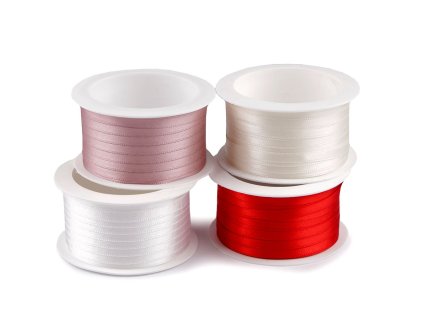 Atlasová stuha oboulící šíře 5 mm (Varianta 100 bílá, Balení 20 m)