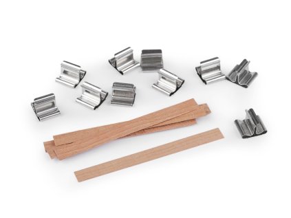 Dřevěný knot na svíčky s držákem 0,8x9 cm (Varianta hnědá přírodní, Balení 10 ks)