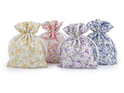 Dárkový pytlík květy 10x13 cm (Varianta 2 růžová sv., Balení 10 ks)