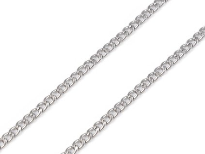 Řetízek plochý z nerezové oceli 3,7 mm, délka 1 m (Varianta platina, Balení 1 ks)