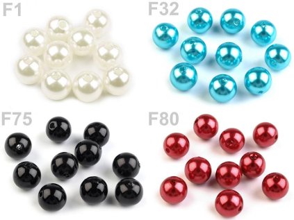 Plastové voskové korálky / perly Glance Ø10 mm (Varianta F2 bílá, Balení 20 g)