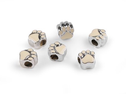 Plastové korálky s velkým průvlekem tlapka 11x11 mm (Varianta 1 krémová světlá, Balení 6 ks)