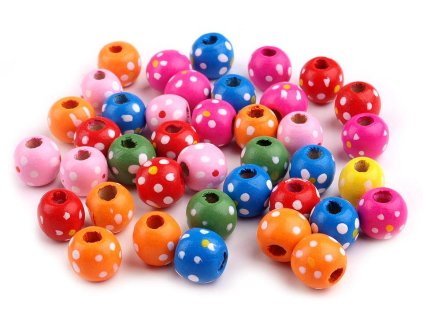 Dřevěné korálky Ø12 mm (Varianta mix, Balení 25 ks)