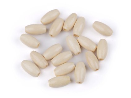 Dřevěné korálky olivy 7x15 mm (Varianta přírodní sv., Balení 5 g)