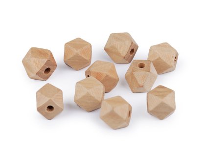 Dřevěné korálky nelakované 12x12 mm (Varianta přírodní, Balení 10 ks)