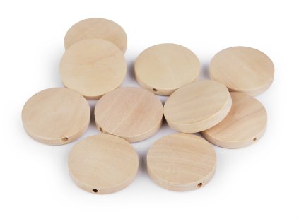 Dřevěné korálky nelakované Ø25 mm (Varianta přírodní sv., Balení 10 ks)