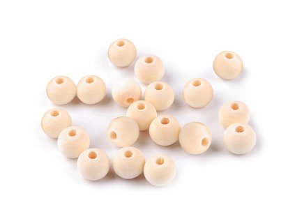 Dřevěné korálky nelakované Ø10 mm (Varianta přírodní sv., Balení 20 g)