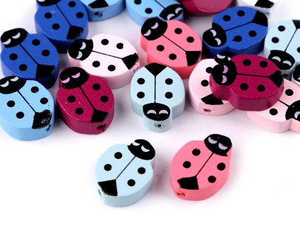 Dřevěné korálky beruška 14x19 mm (Varianta mix, Balení 20 ks)