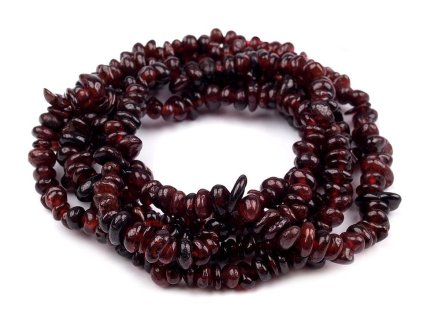 Minerální zlomky Granát na dvojité polyesterové niti (Varianta 1 granát, Balení 1 šňůra)