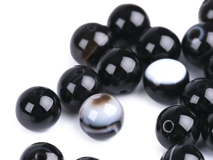 Achát černý, minerální korálky Ø8 mm (Varianta černý achát, Balení 10 ks)